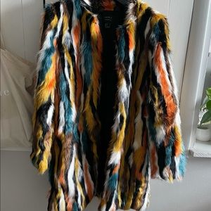 Multi color Faux Fur Coat